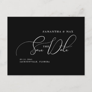 Cartão Postal De Anúncio Casamento Simples Foto Preto e Branco Elegante Sal