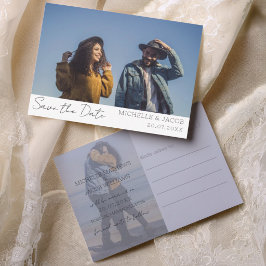 Cartão Postal De Anúncio Casamento Simplesmente Chic 2 Foto Save the Date