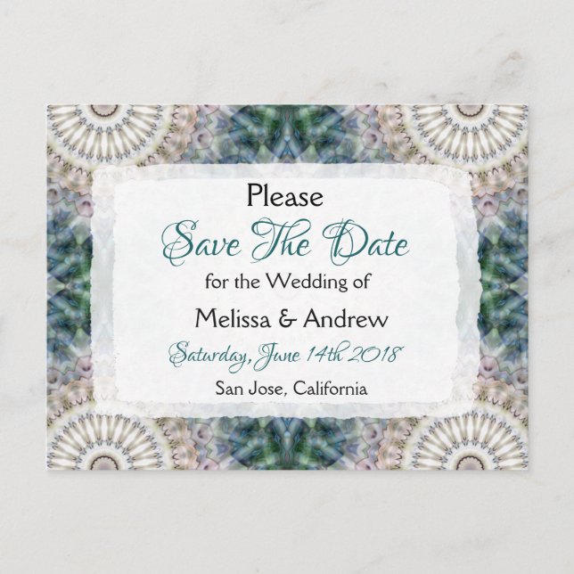 Cartão Postal De Anúncio Casamento Temático de Mandala Save the Date (Frente)