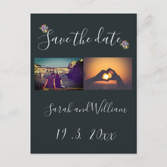 Cartão Postal De Anúncio Casamento Temático de Naval Clássico Boho Chic Flo (Frente)