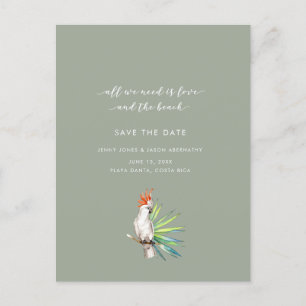 Cartão Postal De Anúncio Casamento Tropical de Praia Salve a Data