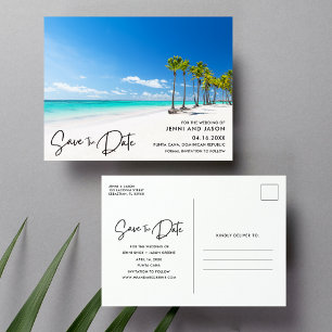 Cartão Postal De Anúncio Casamento Tropical na Praia em Punta Cana - Salve 