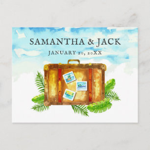 Cartão Postal De Anúncio Casamento Tropical no Destino Salve a Data