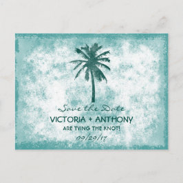 Cartão Postal De Anúncio Casamento Tropical Palm Tree Beach Salve A Data