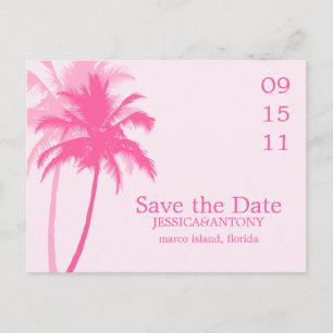 Cartão Postal De Anúncio Casamento Tropical Palm Trees Salvar a Data