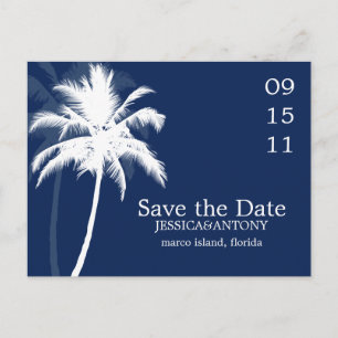 Cartão Postal De Anúncio Casamento Tropical Palm Trees Salvar a Data