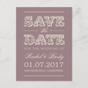 Cartão Postal De Anúncio Casamento Vintage Doce Salve A Data - Ameixa