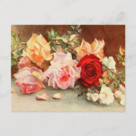 Cartão Postal De Anúncio Casamento Vintage, Natureza-Morta de Flores de Ros