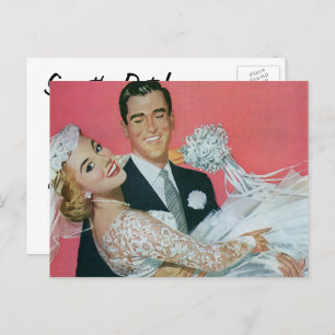 Cartão Postal De Anúncio Casamento vintage Salve a data! Boas notícias