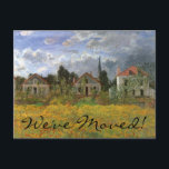 Cartão Postal De Anúncio Casas na Argentina por Monet, Mudança de Endereço<br><div class="desc">Fácil de personalizar a mudança de endereço movendo cartão postal. Basta adicionar suas novas informações! Ou se ainda não se mexeu, pode mudar o "nós nos movemos!" para "nós estamos nos movendo!" Casas na Argentina (1873) de Claude Monet é uma pintura arquitetônica de arte impressionista vintage. Flores florescentes num campo...</div>