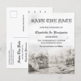 Cartão Postal De Anúncio Castelo de Conto de Fadas Casamento Vintage Salve