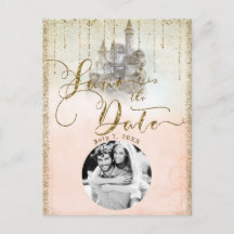 Castelo de Conto de Fadas com Brilho Dourado Foto