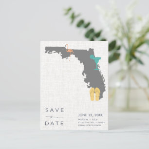 Cartão Postal De Anúncio Casual Florida Beach Wedding Save the Date
