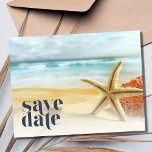 Cartão Postal De Anúncio Casual Starfish Beach Wedding Save the Date<br><div class="desc">Casual Starfish Praia Destino Casado,  exceto os cartões postais de data são perfeitos para o seu casamento tropical,  praia ou costeiro. Personalize a frente e o verso desta praia,  salve os cartões postais com os seus nomes,  data do casamento e local.</div>
