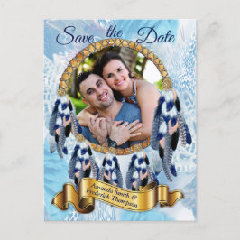 Cartão Postal De Anúncio Catador de Sonho Azul Exótico Salvar data