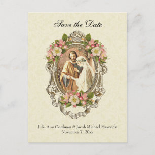 Cartão Postal De Anúncio Católico Tradicional SALVA A DATA DE Casamento
