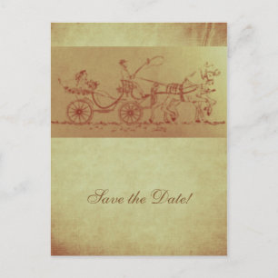 Cartão Postal De Anúncio Cavalo russo e carruagem vintage.