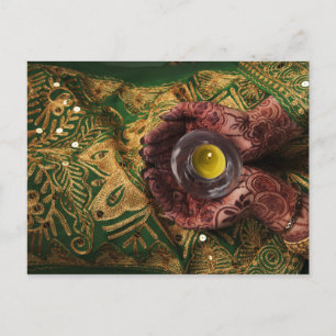 Cartão Postal De Anúncio Celebração de Luz Verde da Vela Mehndi Henna