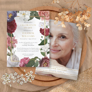 Cartão Postal De Anúncio Celebração de Vida Funeral Floral Foto