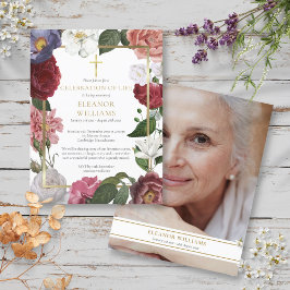 Cartão Postal De Anúncio Celebração Floral da Foto Dourada Life Cross