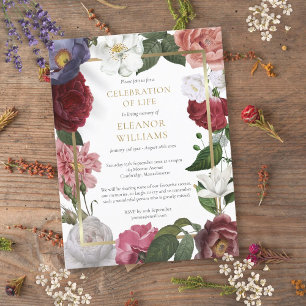 Cartão Postal De Anúncio Celebração Floral Funeral Ouro da Vida
