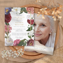 Cartão Postal De Anúncio Celebração Funeral Floral da Foto da Vida