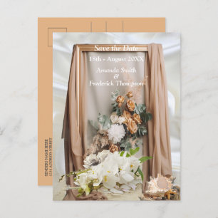 Cartão Postal De Anúncio Celebrações com Flores Brancas em torno da seda