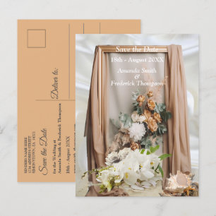 Cartão Postal De Anúncio Celebrações com Flores Brancas em torno de seda