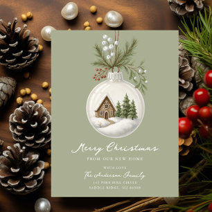 Cartão Postal De Anúncio Cena de Ornamento de Cartão de Natal de Nova Casa