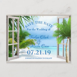 Cartão Postal De Anúncio Cena de Praia de Casamento Tropical Salve O Cartão