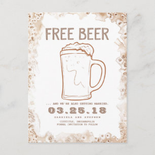 Cartão Postal De Anúncio Cerveja Livre  Rustic Funny Salvar a Data