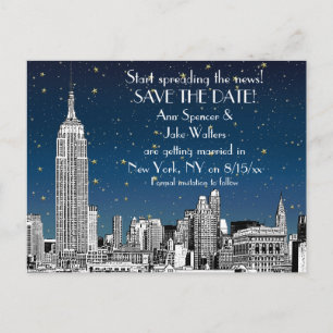 Cartão Postal De Anúncio Céu de Nova York 01 Estrelas Azuis Gravadas Save t