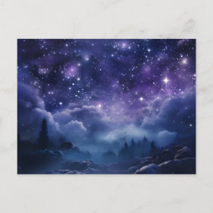 Cartão Postal De Anúncio Céu Noturno da Floresta Cósmica