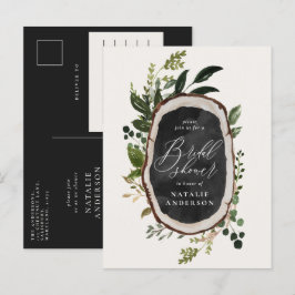 Cartão Postal De Anúncio Chá de bebé de casamento rústico em estilo botânic