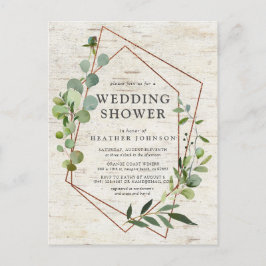 Cartão Postal De Anúncio Chá de casamento Eucalipto Geométrico de Cobre Rus