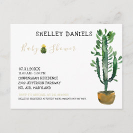 Cartão Postal De Anúncio Chá de fraldas simples de cactus não-gêneros