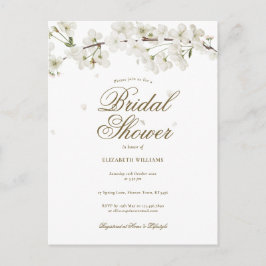Cartão Postal De Anúncio Chá de Noiva Flor de Blossom Branco