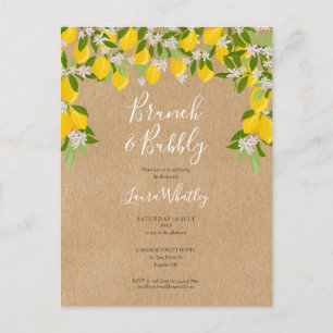 Cartão Postal De Anúncio Chá de panela Brunch e Bubble Rustic Lemons