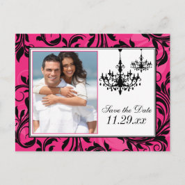 Cartão Postal De Anúncio Chandeliers brancos pretos cor-de-rosa Salve a pla