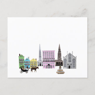 Cartão Postal De Anúncio Charleston City Skyline Trabalho de arte