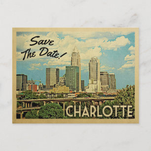 Cartão Postal De Anúncio Charlotte Save The Date Carolina Do Norte