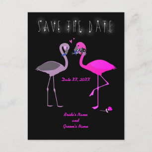 Cartão Postal De Anúncio Charming Flamingo Casal Salvar o Casamento de Data