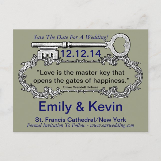 Cartão Postal De Anúncio Chave do Meu Coração (Frente)