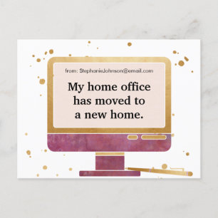 Cartão Postal De Anúncio Chefe Lady Home Office Novo Endereço em Movimento