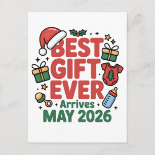 Cartão Postal De Anúncio Chegada do Melhor Presente de Natal da Gravidez em