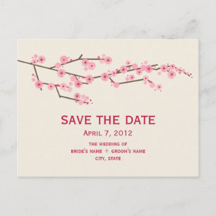 Cartão Postal De Anúncio Cherry Blossom Casamento Salve o Cartão-Postal