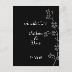 Cartão Postal De Anúncio Cherry Blossom Silver/Black Salvar Cartão-postal