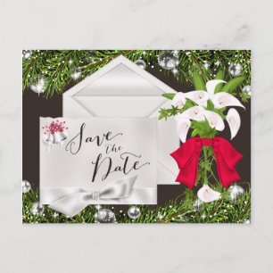 Cartão Postal De Anúncio Chic Christmas Save Date (Salvar data de Natal)