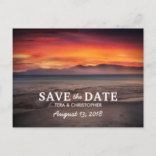 Cartão Postal De Anúncio Chic Destination Sunset Beach Save The Date (Desti