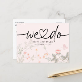 Cartão Postal De Anúncio Chic Floral Nós Fazemos Casamento Salve A Data